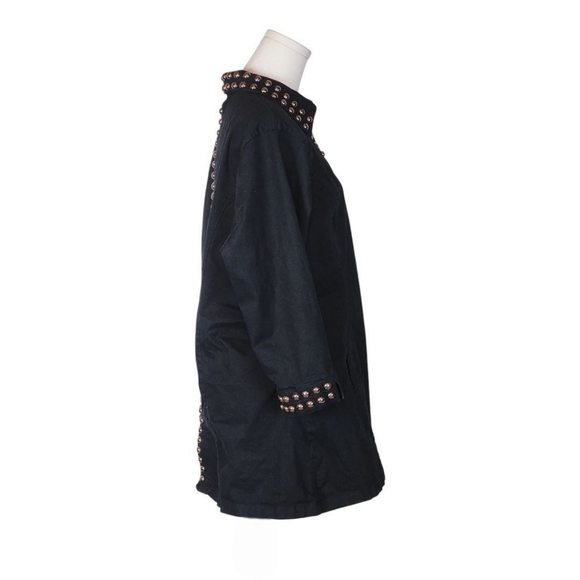Tia Black Studded Embellished Jacket XL 3/4 Sleeve Pockets Rocker Chic Layer - Picture 4 of 9